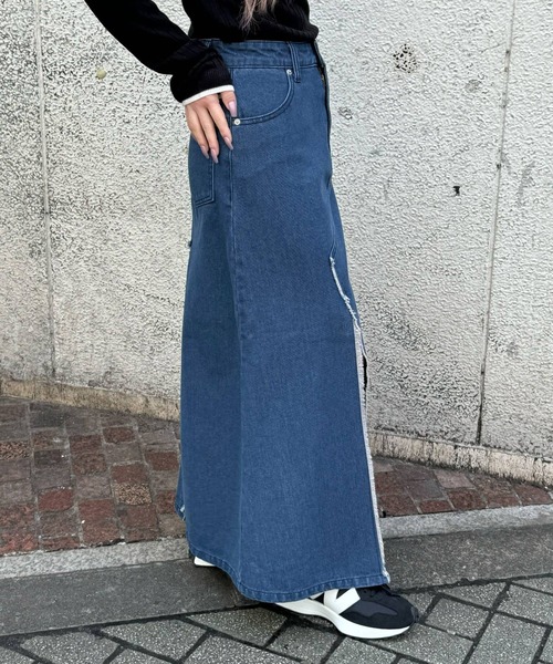 3.3 Field Trip （3.3フィールドトリップ）の「3.3 Field Trip／スリットデニムロングスカート 2107715（スカート・レディース・ブラック/ブルー・SMALL/MEDIUM）」の10枚目の写真