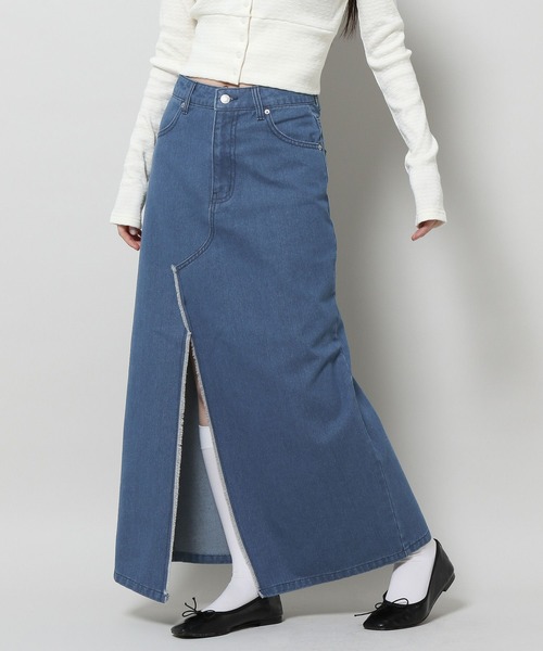 3.3 Field Trip （3.3フィールドトリップ）の「3.3 Field Trip／スリットデニムロングスカート 2107715（スカート・レディース・ブラック/ブルー・SMALL/MEDIUM）」の19枚目の写真