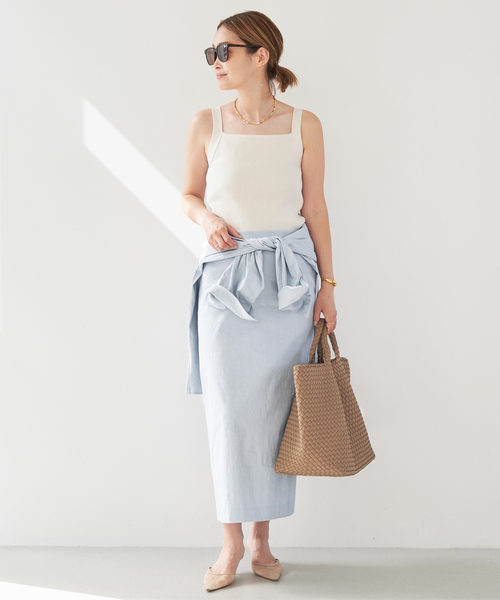 Deuxieme Classe（ドゥーズィエムクラス）の「*stretch twill スカート（スカート・レディース・チョコ/スカイブルー・36/38/34）」の4枚目の写真