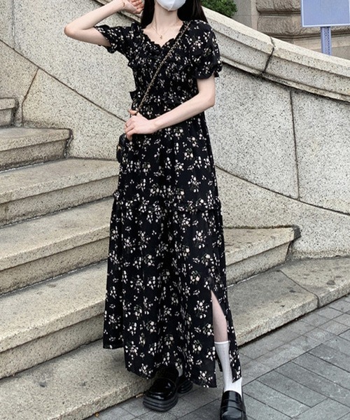 SpRay（スプレイ）の「花柄シャーリングキャミワンピース（ワンピース