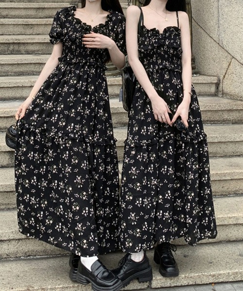 SpRay（スプレイ）の「花柄シャーリングキャミワンピース（ワンピース