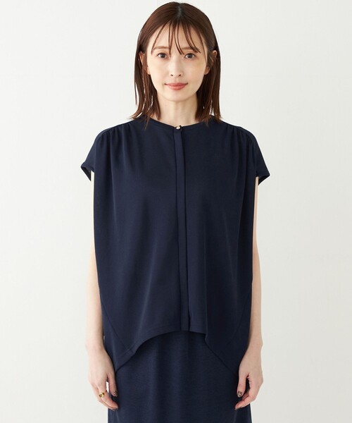 SHIPS Colors（シップス カラーズ）の「SHIPS Colors:〈手洗い可能〉リネンライク ギャザー トップス（Tシャツ/カットソー・レディース・カーキ/ネイビー・ONE SIZE）」の22枚目の写真
