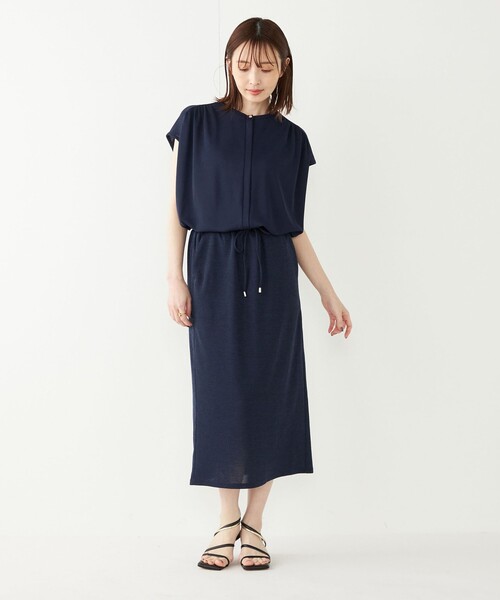 SHIPS Colors（シップス カラーズ）の「SHIPS Colors:〈手洗い可能〉リネンライク ギャザー トップス（Tシャツ/カットソー・レディース・カーキ/ネイビー・ONE SIZE）」の9枚目の写真