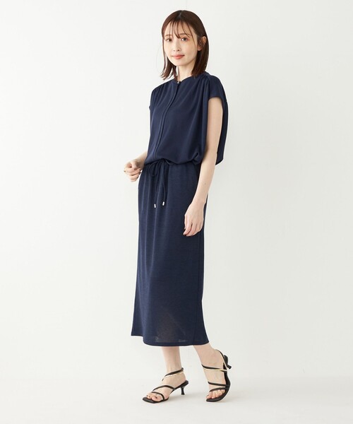 SHIPS Colors（シップス カラーズ）の「SHIPS Colors:〈手洗い可能〉リネンライク ギャザー トップス（Tシャツ/カットソー・レディース・カーキ/ネイビー・ONE SIZE）」の11枚目の写真