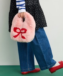 【WEB別注カラー】フェイクファーはめ込みリボンモチーフBAG