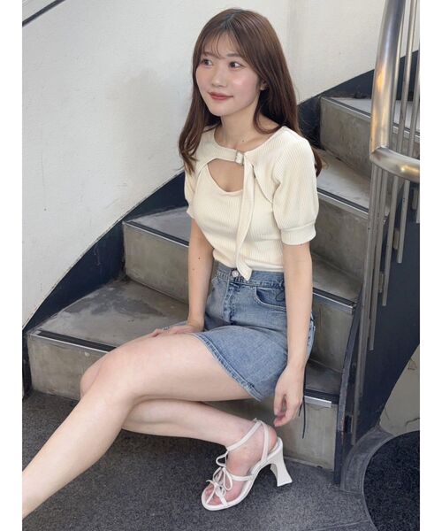 EATME(イートミー)の「レイヤードリブTOP(ニット/セーター・レディース・ブラック/アイボリー/ラベンダー・FREE)」の8枚目の写真