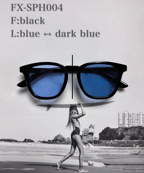 調光・偏光レンズ搭載 square frame sunglasses / スクエアフレーム