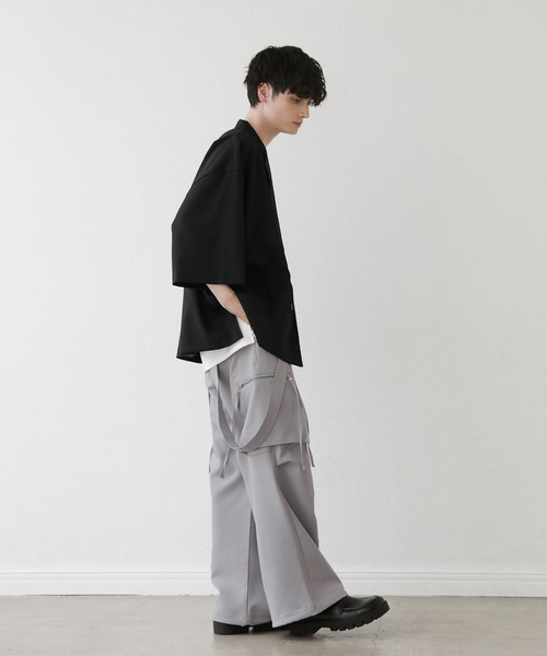 LILL(リル)の「ドレープダブルテーラー ハーフスリーブジャケット(テーラードジャケット・メンズ・グレー/ブラック・XL/L/M/S)」の13枚目の写真