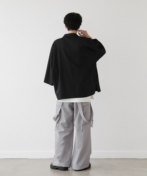 LILL(リル)の「ドレープダブルテーラー ハーフスリーブジャケット(テーラードジャケット・メンズ・グレー/ブラック・XL/L/M/S)」の14枚目の写真