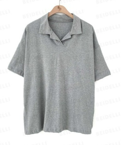 BEIDELLI（ベイデリー）の「[BELLIDE MADE] ポロカラーオーバーフィット半袖Tシャツ（Tシャツ/カットソー・レディース・ホワイト/ブラック/グレー・FREE）」の18枚目の写真