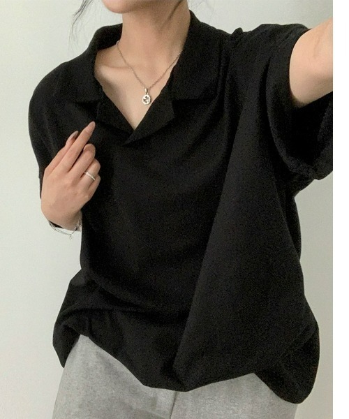 BEIDELLI（ベイデリー）の「[BELLIDE MADE] ポロカラーオーバーフィット半袖Tシャツ（Tシャツ/カットソー・レディース・ホワイト/ブラック/グレー・FREE）」の20枚目の写真