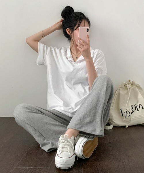 BEIDELLI（ベイデリー）の「[BELLIDE MADE] ポロカラーオーバーフィット半袖Tシャツ（Tシャツ/カットソー・レディース・ホワイト/ブラック/グレー・FREE）」の11枚目の写真