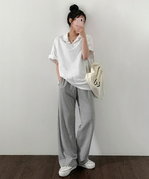 BEIDELLI（ベイデリー）の「[BELLIDE MADE] ポロカラーオーバーフィット半袖Tシャツ（Tシャツ/カットソー・レディース・ホワイト/ブラック/グレー・FREE）」の10枚目の写真