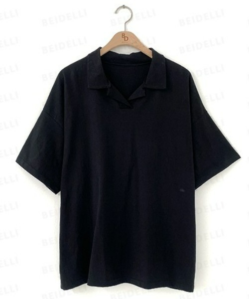 BEIDELLI（ベイデリー）の「[BELLIDE MADE] ポロカラーオーバーフィット半袖Tシャツ（Tシャツ/カットソー・レディース・ホワイト/ブラック/グレー・FREE）」の15枚目の写真