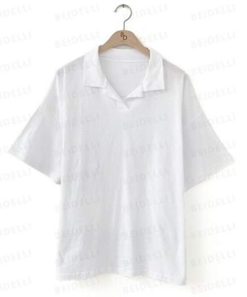 BEIDELLI（ベイデリー）の「[BELLIDE MADE] ポロカラーオーバーフィット半袖Tシャツ（Tシャツ/カットソー・レディース・ホワイト/ブラック/グレー・FREE）」の16枚目の写真