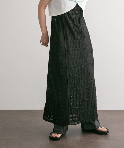 KBF（ケイビーエフ）の「ジャガードレースIラインワンピース（ワンピース・レディース・ブラック/オフホワイト・ONE）」の7枚目の写真