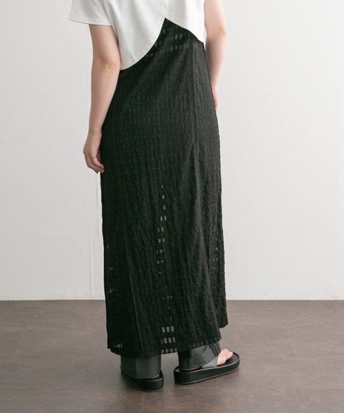 KBF（ケイビーエフ）の「ジャガードレースIラインワンピース（ワンピース・レディース・ブラック/オフホワイト・ONE）」の5枚目の写真