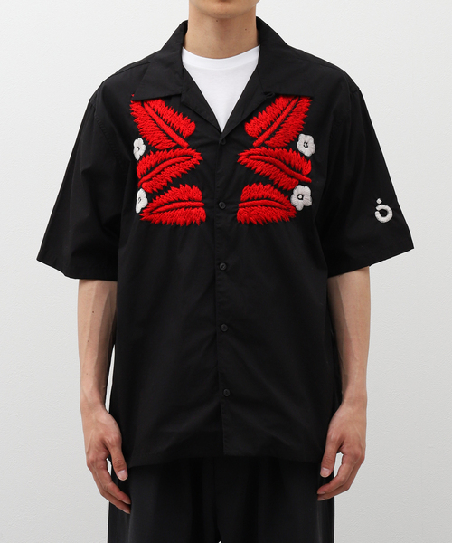 NOMA t.d.(ノーマティーディー)の「NOMA t.d. / ノーマ ティーディー Leaf H.Emb SS Shirt N37-EM03(シャツ/ブラウス・メンズ・ブラック/ボルドー/ベージュ・MEDIUM/LARGE)」の5枚目の写真