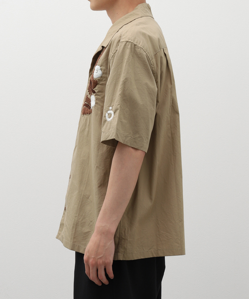NOMA t.d.(ノーマティーディー)の「NOMA t.d. / ノーマ ティーディー Leaf H.Emb SS Shirt N37-EM03(シャツ/ブラウス・メンズ・ブラック/ボルドー/ベージュ・MEDIUM/LARGE)」の8枚目の写真
