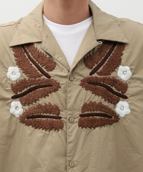 NOMA t.d.(ノーマティーディー)の「NOMA t.d. / ノーマ ティーディー Leaf H.Emb SS Shirt N37-EM03(シャツ/ブラウス・メンズ・ブラック/ボルドー/ベージュ・MEDIUM/LARGE)」の16枚目の写真