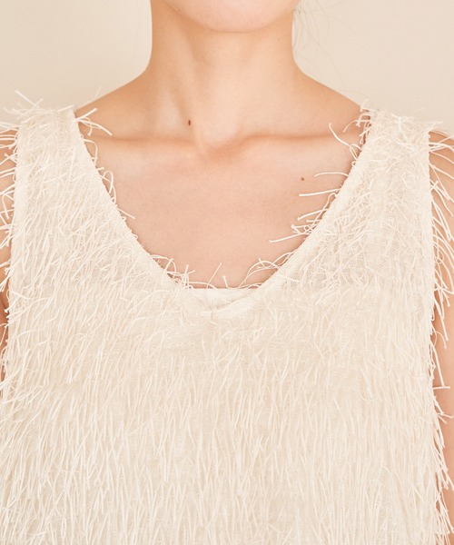 VIS（ビス）の「フリンジノースリーブトップス（タンクトップ・レディース・ライトグレー/キナリ/ミント・FREE）」の8枚目の写真