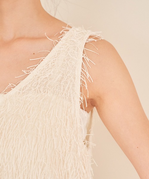 VIS（ビス）の「フリンジノースリーブトップス（タンクトップ・レディース・ライトグレー/キナリ/ミント・FREE）」の9枚目の写真