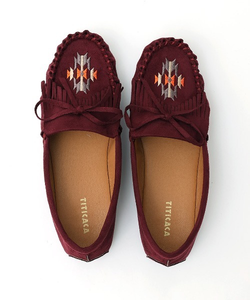 チチカカ（チチカカ）の「ネイティブ刺繍モカシンシューズ（モカシン/デッキシューズ・レディース・ボルドー/ブラウン/ベージュ・MEDIUM/LARGE）」の16枚目の写真