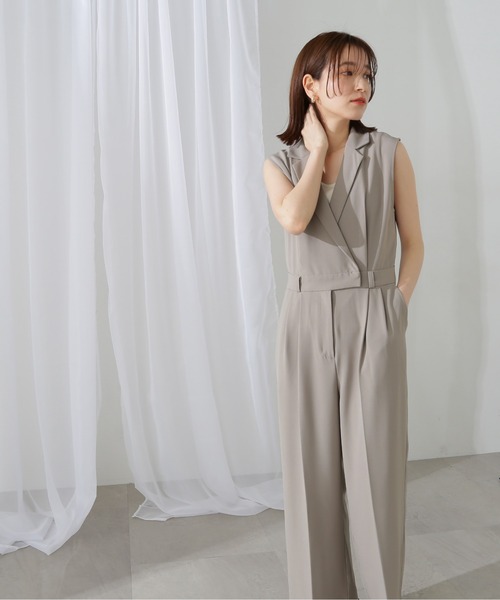 ✨️未使用級 ナチュラルビューティーベーシック スーツ ノーカラー グレージュ NATURAL BEAUTY BASIC ジャケット ノーカラージャケット サマー