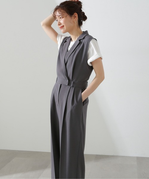 N.（N. Natural Beauty Basic）（エヌエヌナチュラルビューティーベーシック）の「◆◇テーラージャンプスーツ（つなぎ/オールインワン・レディース・ベージュ/グレー・SMALL/MEDIUM）」の7枚目の写真