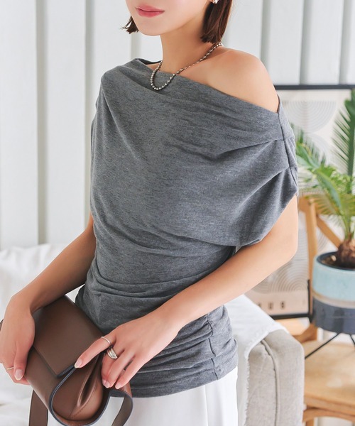KOBE LETTUCE(コウベレタス)の「ワンショルシアートップス(Tシャツ/カットソー・レディース・ピンク/グレー/ブラック・M)」の6枚目の写真