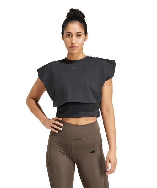 adidas（アディダス）の「アディダス adidas パワー ボクシー フレンチテリー スリーストライプスタンクトップ（タンクトップ・レディース・ブラウン/ブラック・M/L/XL）」の2枚目の写真