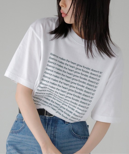 LIAN(リアン)の「メッセージプリントT(Tシャツ/カットソー・レディース・グレー/オフホワイト/ネイビー/ライトグレー・FREE)」の2枚目の写真
