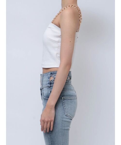 GYDA（ジェイダ）の「chainストラップテレコビスチェ（キャミソール・レディース・ピンク/その他1/オフホワイト/ブラック・FREE）」の14枚目の写真