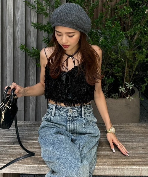 rienda（リエンダ）の「フェイクフェザービスチェ（キャミソール・レディース・ブラック/ホワイト/ブラウン・FREE）」の7枚目の写真