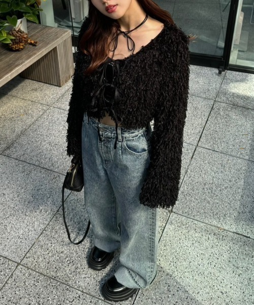 rienda（リエンダ）の「フェイクフェザービスチェ（キャミソール・レディース・ブラック/ホワイト/ブラウン・FREE）」の9枚目の写真