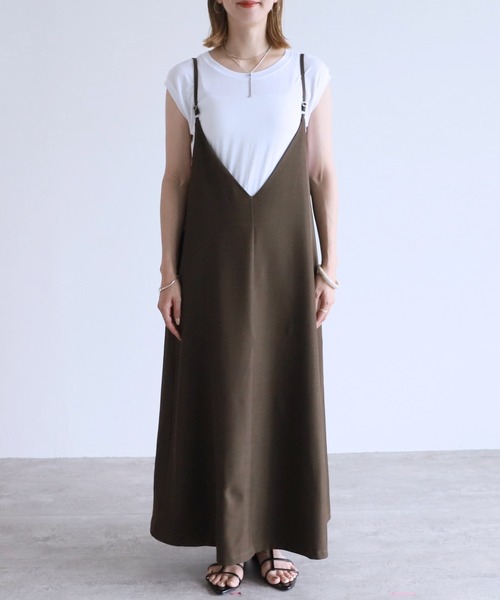 reca(レカ)の「キャミワンピース(ワンピース・レディース・カーキブラウン/ブラック・FREE)」の6枚目の写真
