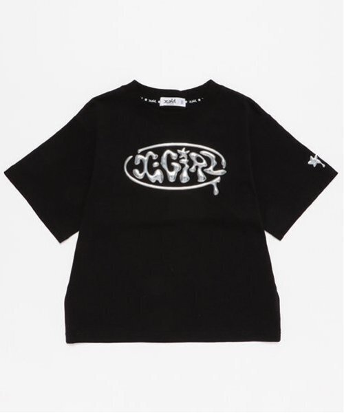 X-girl Stages(エックスガールステージス)の「立体メタリックロゴモチーフ半袖Tシャツ(Tシャツ/カットソー・キッズ・ブラック/オレンジ/オフホワイト・130cm/120cm/90cm/80cm/100cm/110cm/140cm)」の2枚目の写真