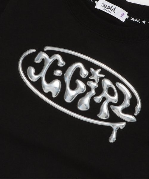 X-girl Stages(エックスガールステージス)の「立体メタリックロゴモチーフ半袖Tシャツ(Tシャツ/カットソー・キッズ・ブラック/オレンジ/オフホワイト・130cm/120cm/90cm/80cm/100cm/110cm/140cm)」の14枚目の写真