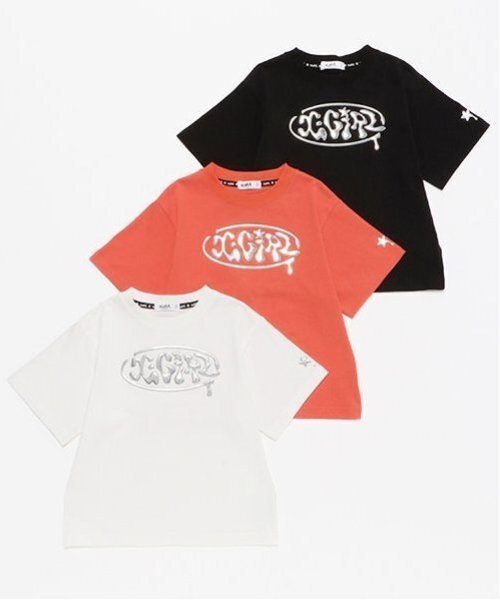X-girl Stages(エックスガールステージス)の「立体メタリックロゴモチーフ半袖Tシャツ(Tシャツ/カットソー・キッズ・ブラック/オレンジ/オフホワイト・130cm/120cm/90cm/80cm/100cm/110cm/140cm)」の18枚目の写真