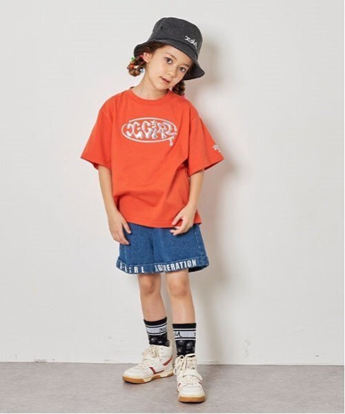 X-girl Stages(エックスガールステージス)の「立体メタリックロゴモチーフ半袖Tシャツ(Tシャツ/カットソー・キッズ・ブラック/オレンジ/オフホワイト・130cm/120cm/90cm/80cm/100cm/110cm/140cm)」の15枚目の写真