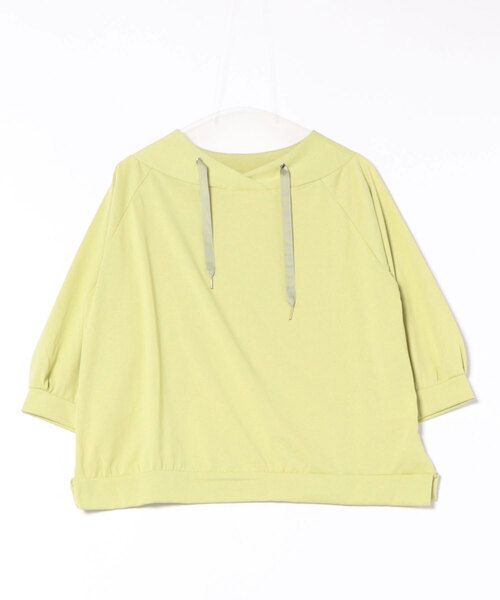 BELLUNA PLUS(ベルーナ)の「ヒンヤリ綿混ワイドネックプルオーバー(Tシャツ/カットソー・レディース・イエロー/ブルー・MEDIUM/X-LARGE/LARGE)」の2枚目の写真
