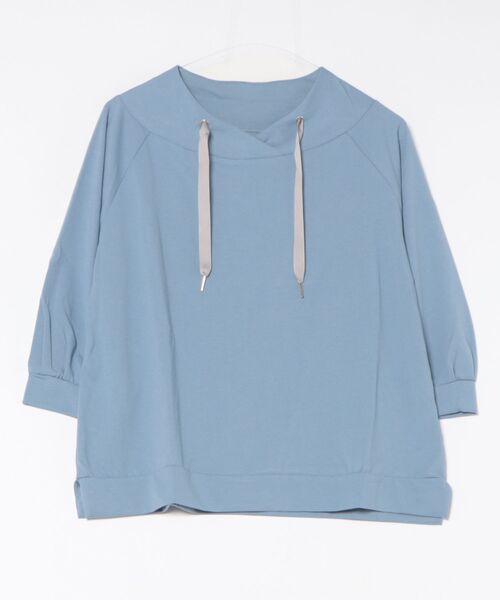 BELLUNA PLUS(ベルーナ)の「ヒンヤリ綿混ワイドネックプルオーバー(Tシャツ/カットソー・レディース・イエロー/ブルー・MEDIUM/X-LARGE/LARGE)」の1枚目の写真