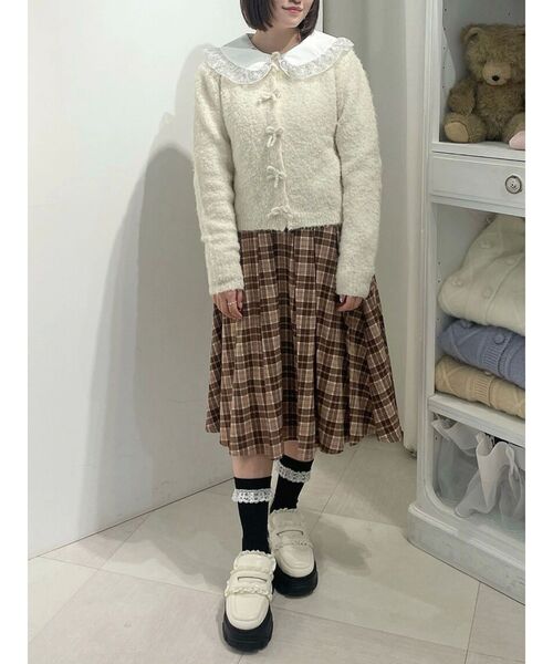 merry jenny（メリージェニー）の「チェックレースプリーツスカート（スカート・レディース・ブラック/ブラウン・FREE）」の3枚目の写真