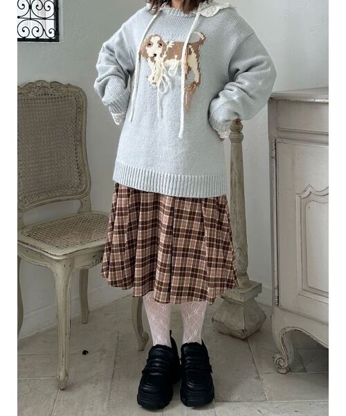 セール】チェックレースプリーツスカート（スカート）｜merry jenny
