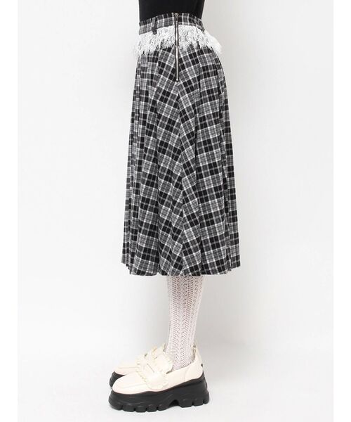 merry jenny（メリージェニー）の「チェックレースプリーツスカート（スカート・レディース・ブラック/ブラウン・FREE）」の6枚目の写真
