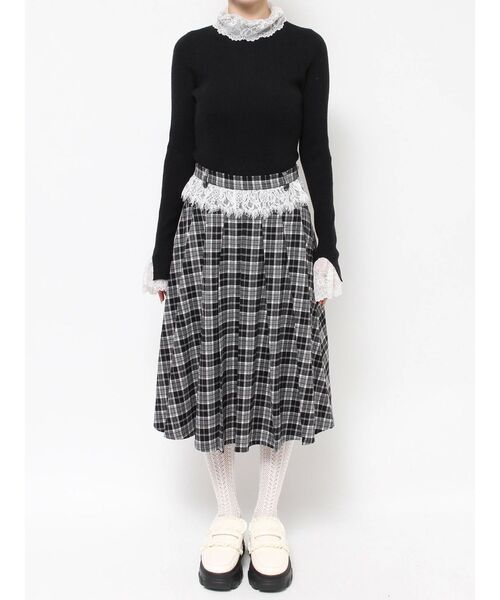 merry jenny（メリージェニー）の「チェックレースプリーツスカート（スカート・レディース・ブラック/ブラウン・FREE）」の11枚目の写真