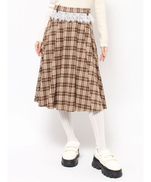 merry jenny（メリージェニー）の「チェックレースプリーツスカート（スカート・レディース・ブラック/ブラウン・FREE）」の16枚目の写真