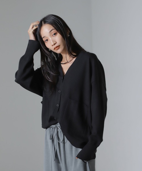 NANO universe（ナノユニバース）の「モチッと毛玉抑制ニットカーディガン（セットアップ可）（カーディガン/ボレロ・レディース・ベージュ/ブラック/グレー・FREE）」の2枚目の写真