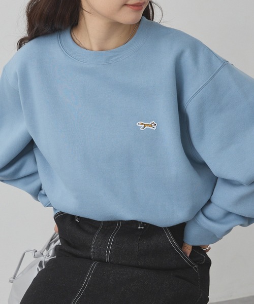 THE FOX 刺繡LOGO寬版大學T