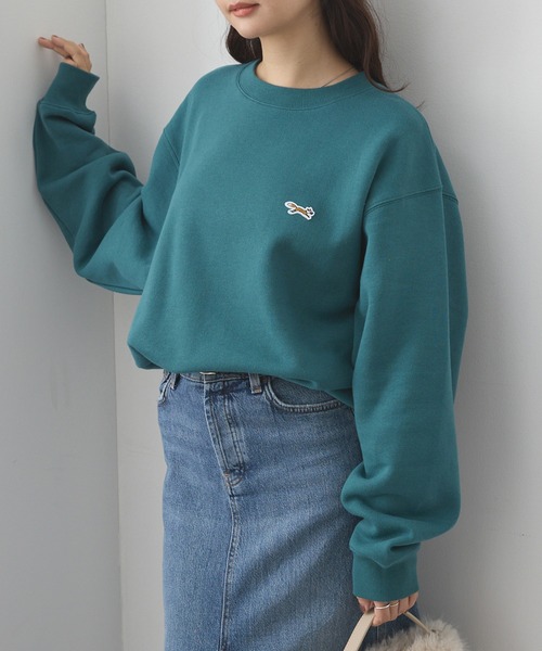 THE FOX 刺繡LOGO寬版大學T